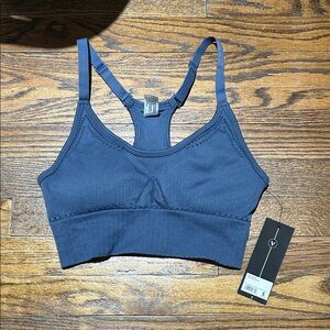 Velocity Seamless Morning Run Racerback Bra — Navy Blue